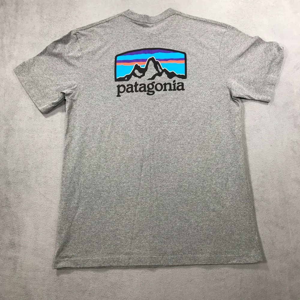Patagonia T-Shirt Mens Medium Grey Excellent P-6 Logo Responsibili-Tee STY38440